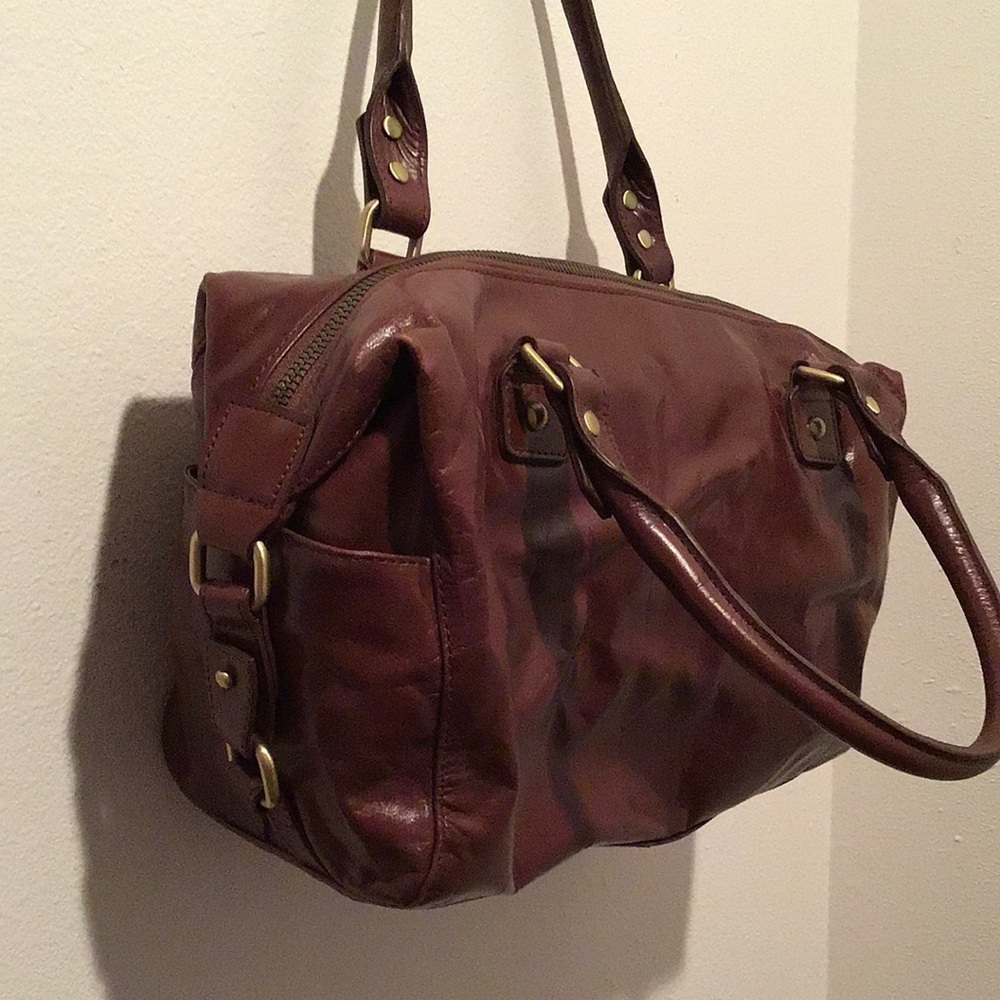 ✅Brown All Leather Satchel NWT
